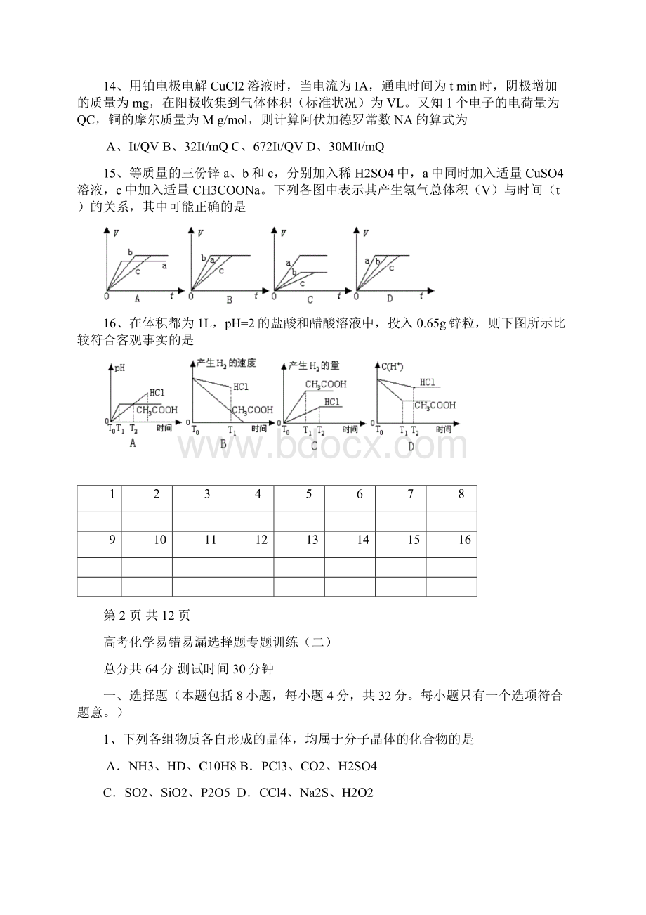 08高考化学易错易漏选择题专题训练1.docx_第3页