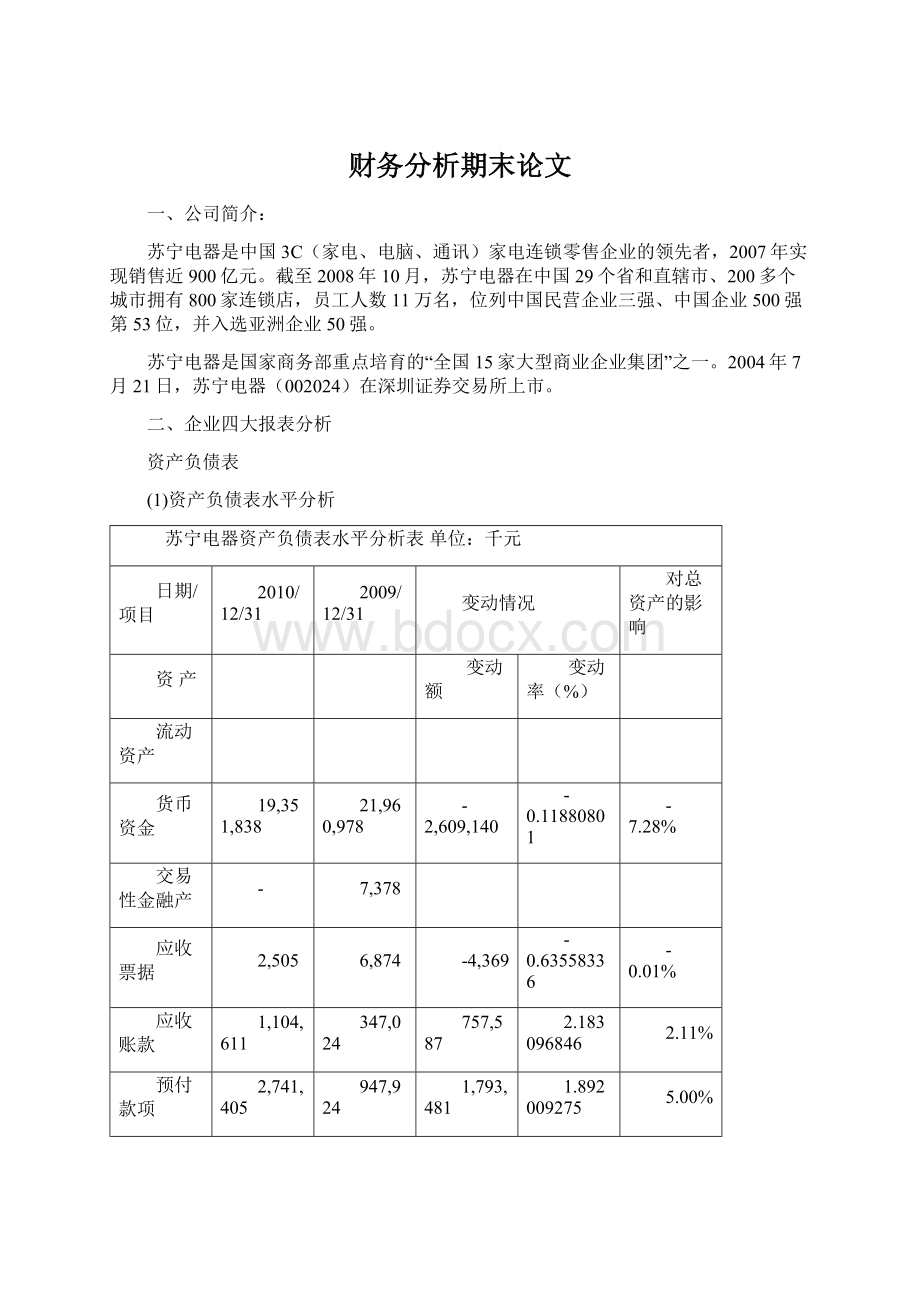 财务分析期末论文Word文档下载推荐.docx