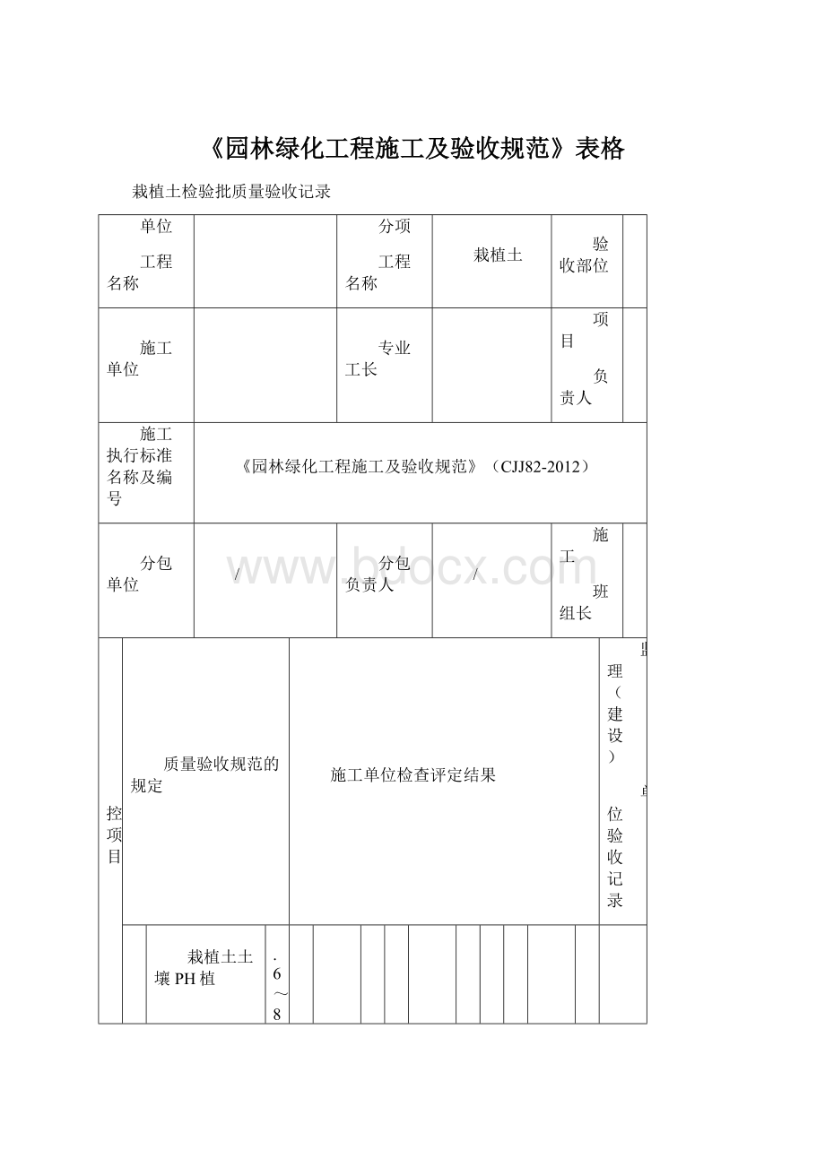 《园林绿化工程施工及验收规范》表格.docx_第1页