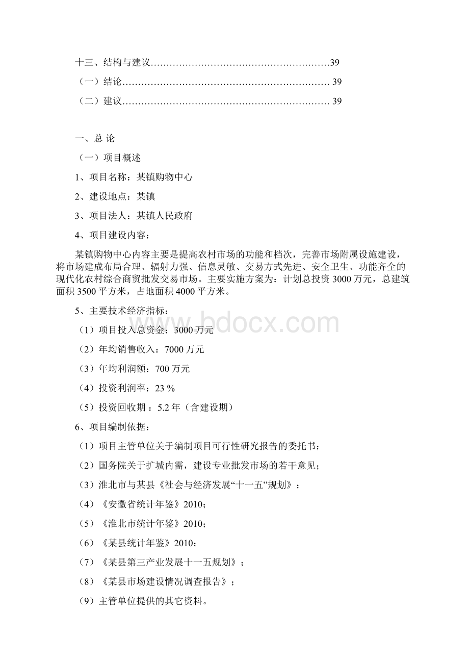 某镇购物中心可行性研究报告.docx_第3页