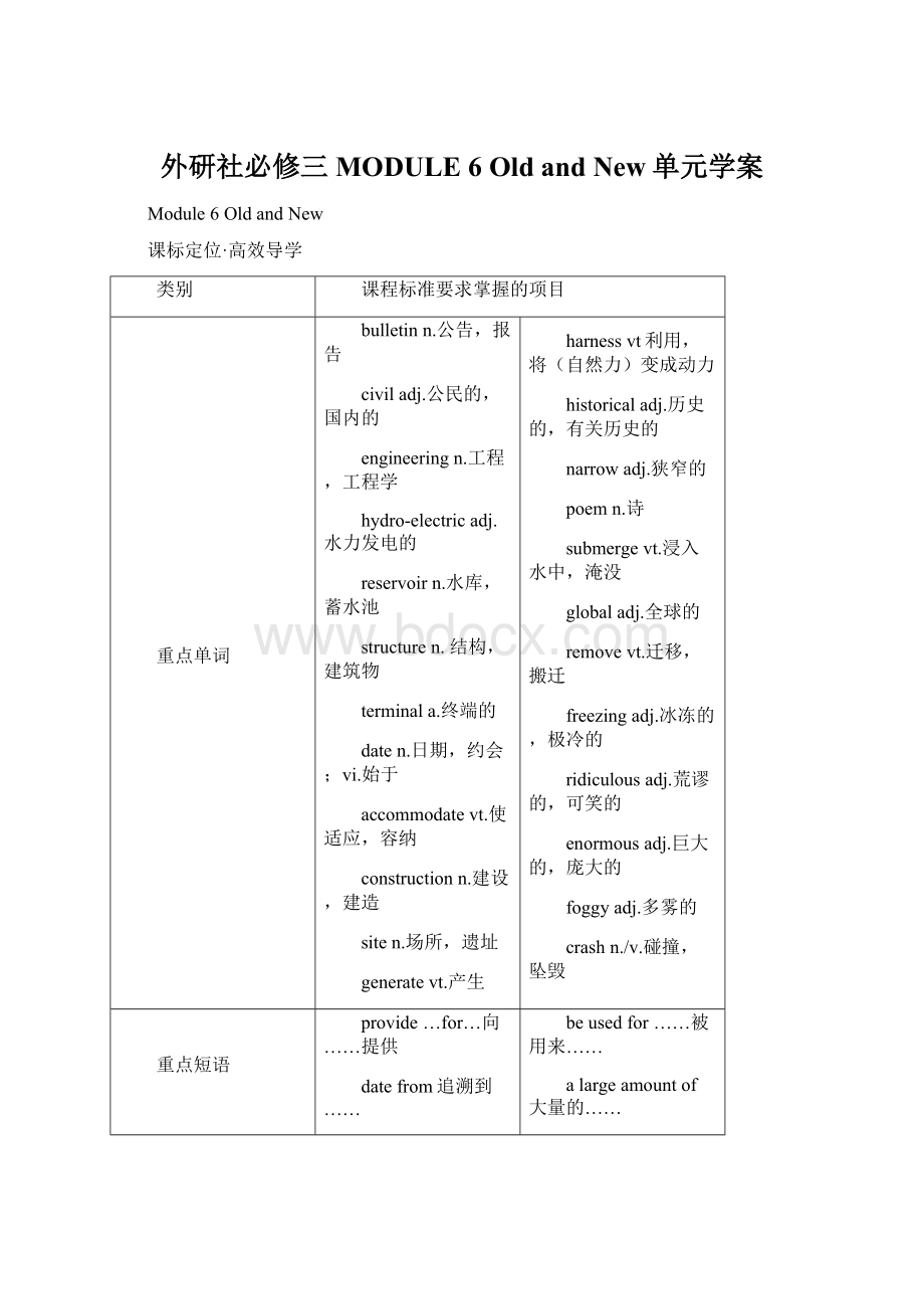 外研社必修三MODULE 6Old and New单元学案.docx