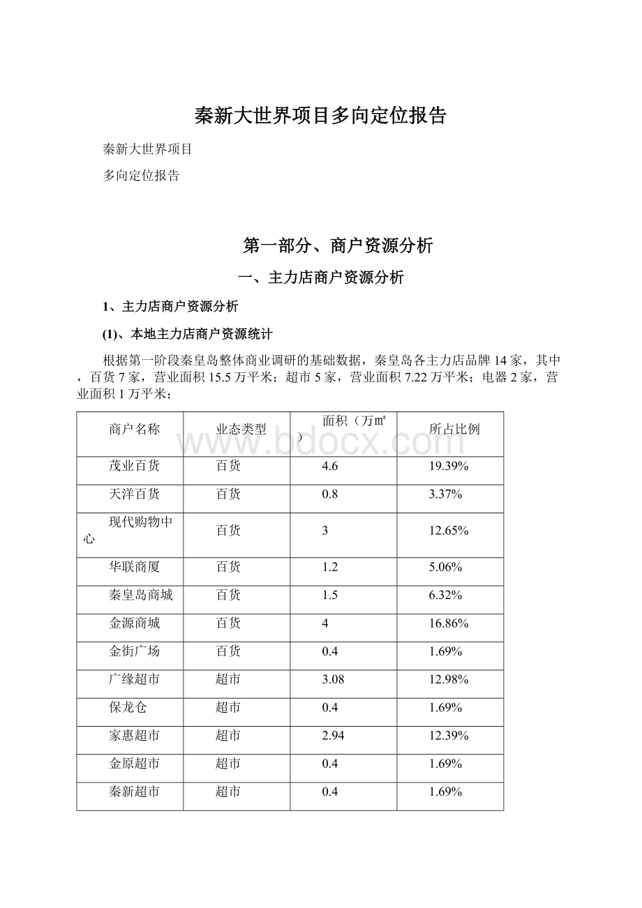 秦新大世界项目多向定位报告.docx