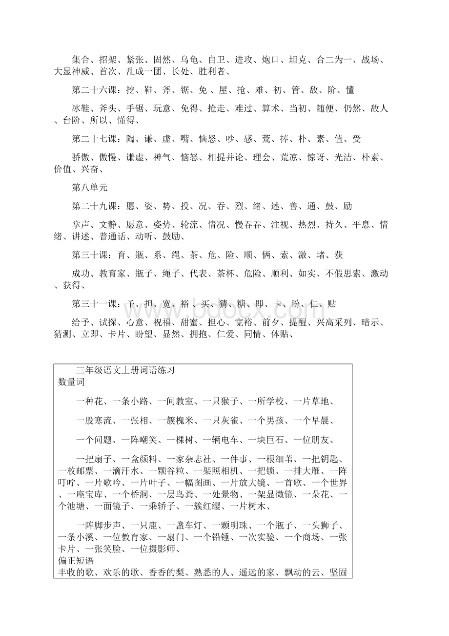 人教版三年级语文上册生字词语大全.docx_第3页