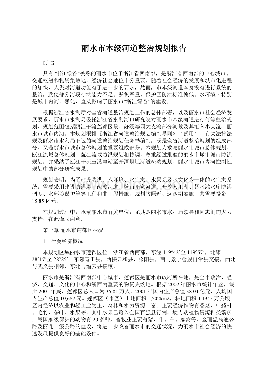 丽水市本级河道整治规划报告.docx