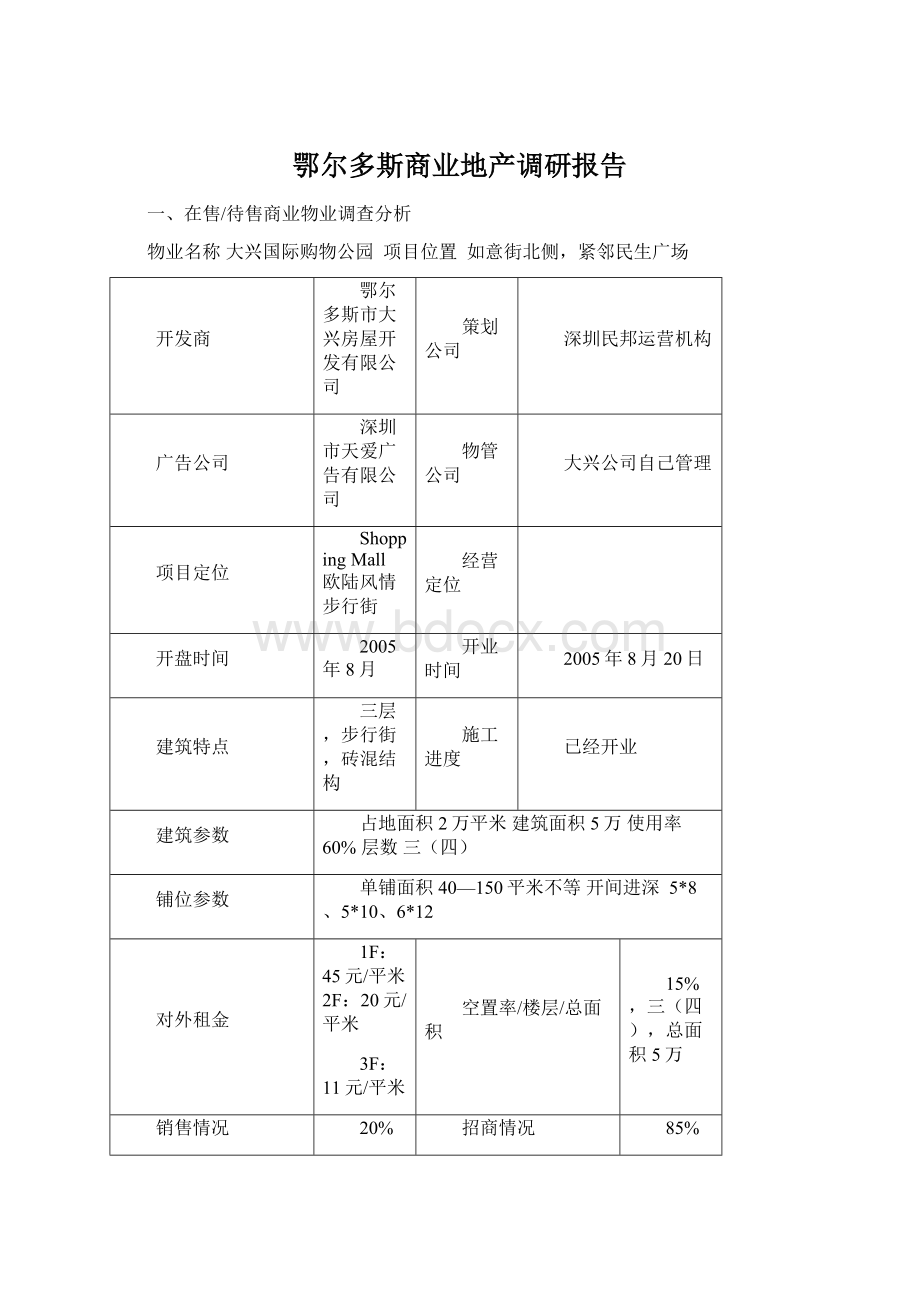 鄂尔多斯商业地产调研报告.docx_第1页