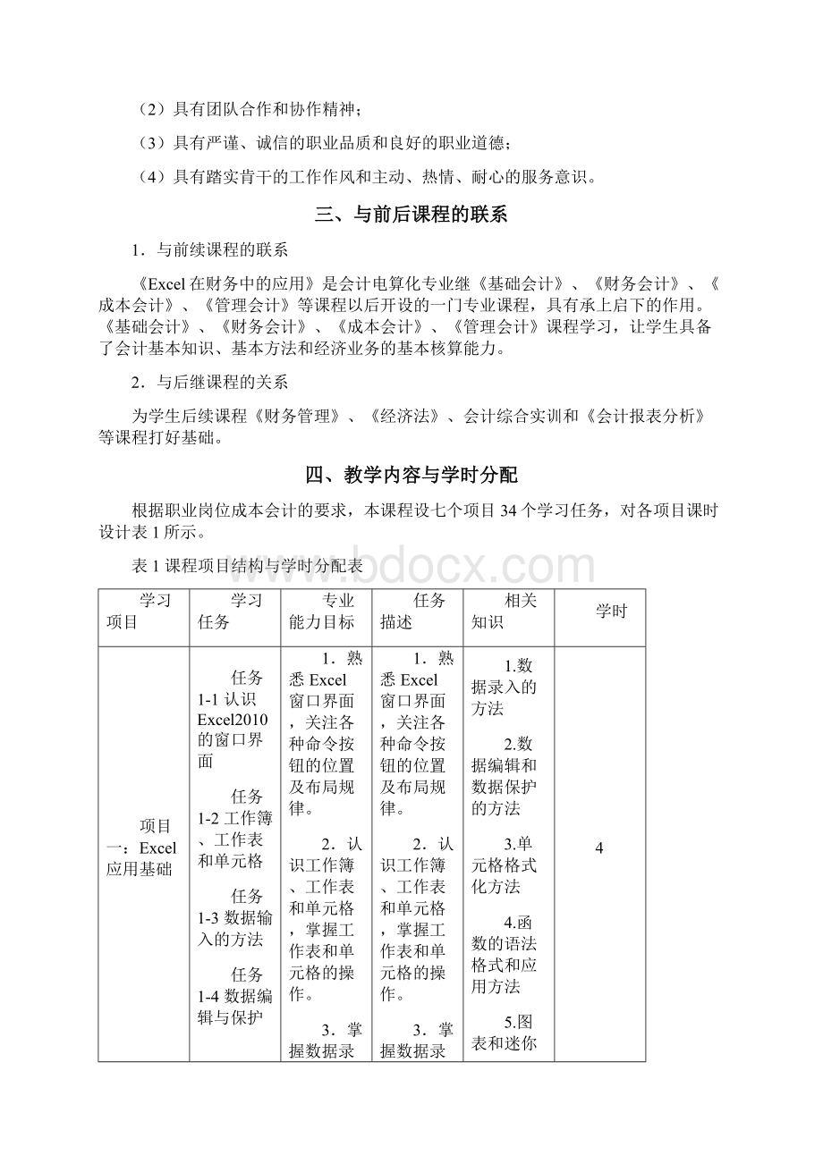 《EXCEL在财务中的应用》课程标准.docx_第3页