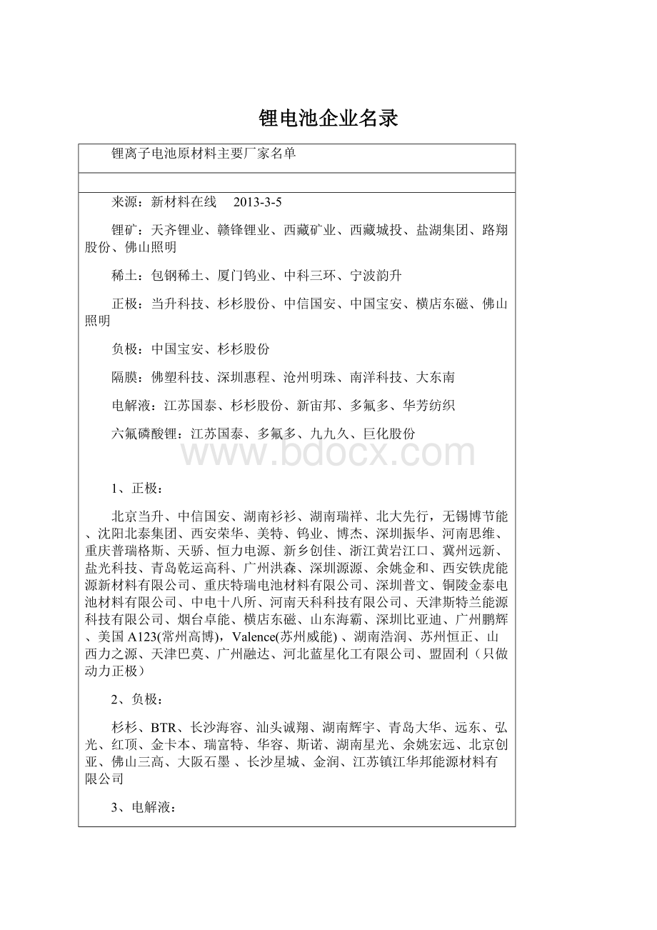 锂电池企业名录Word文档下载推荐.docx_第1页