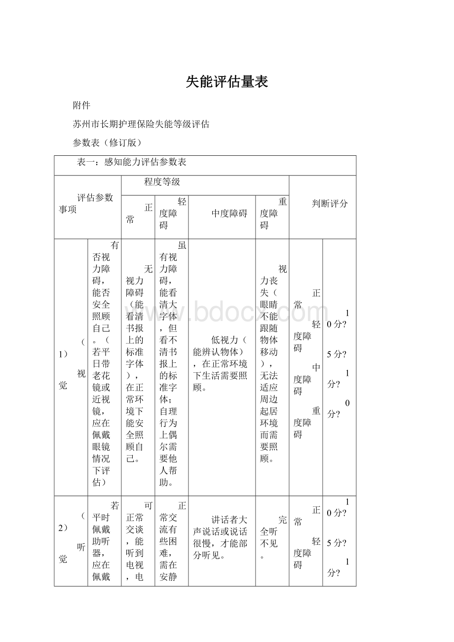 失能评估量表Word格式文档下载.docx_第1页