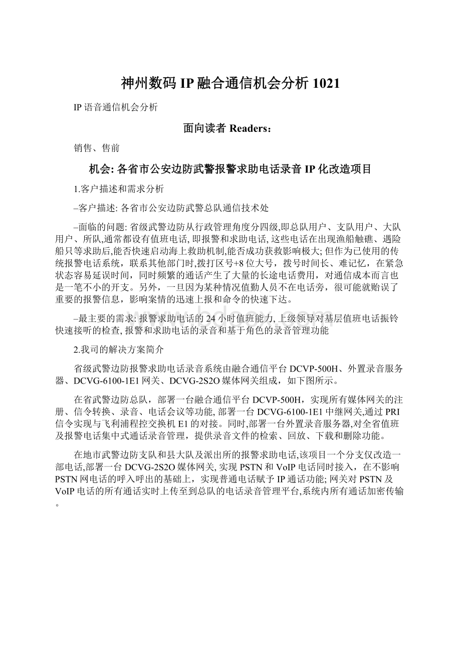 神州数码IP融合通信机会分析1021.docx