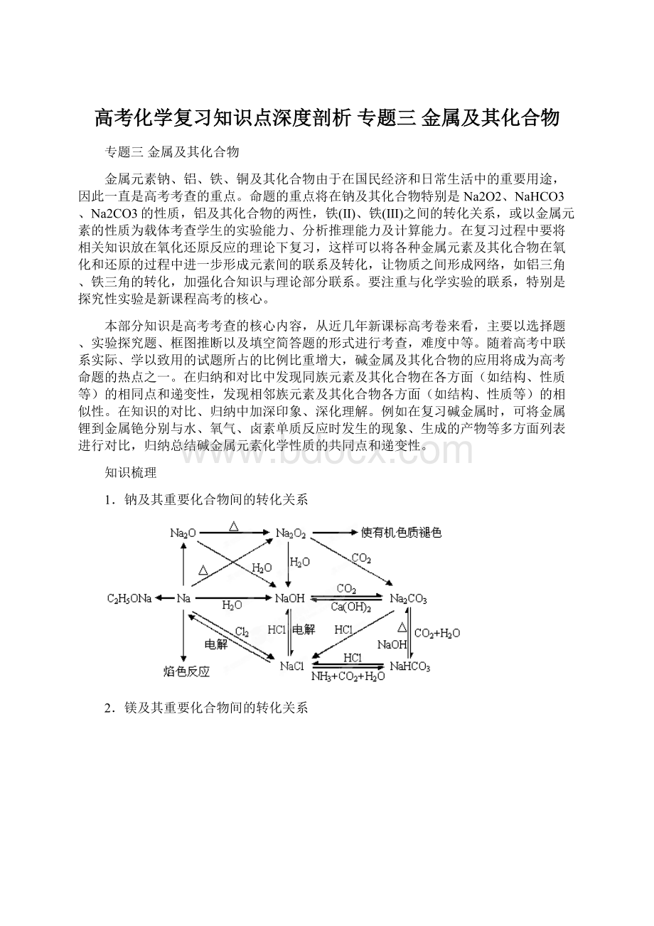 高考化学复习知识点深度剖析 专题三 金属及其化合物.docx_第1页