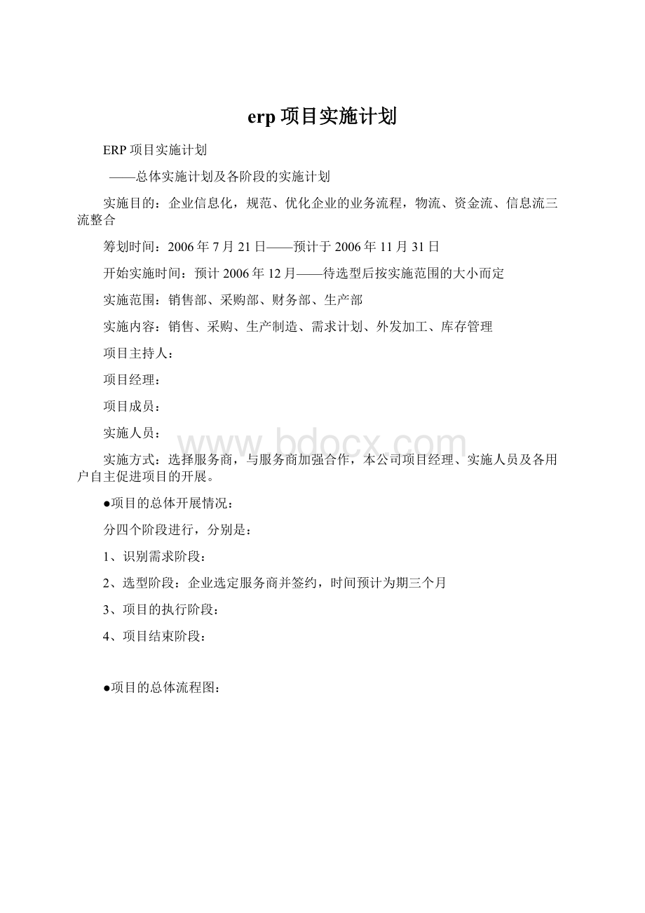 erp项目实施计划Word格式.docx