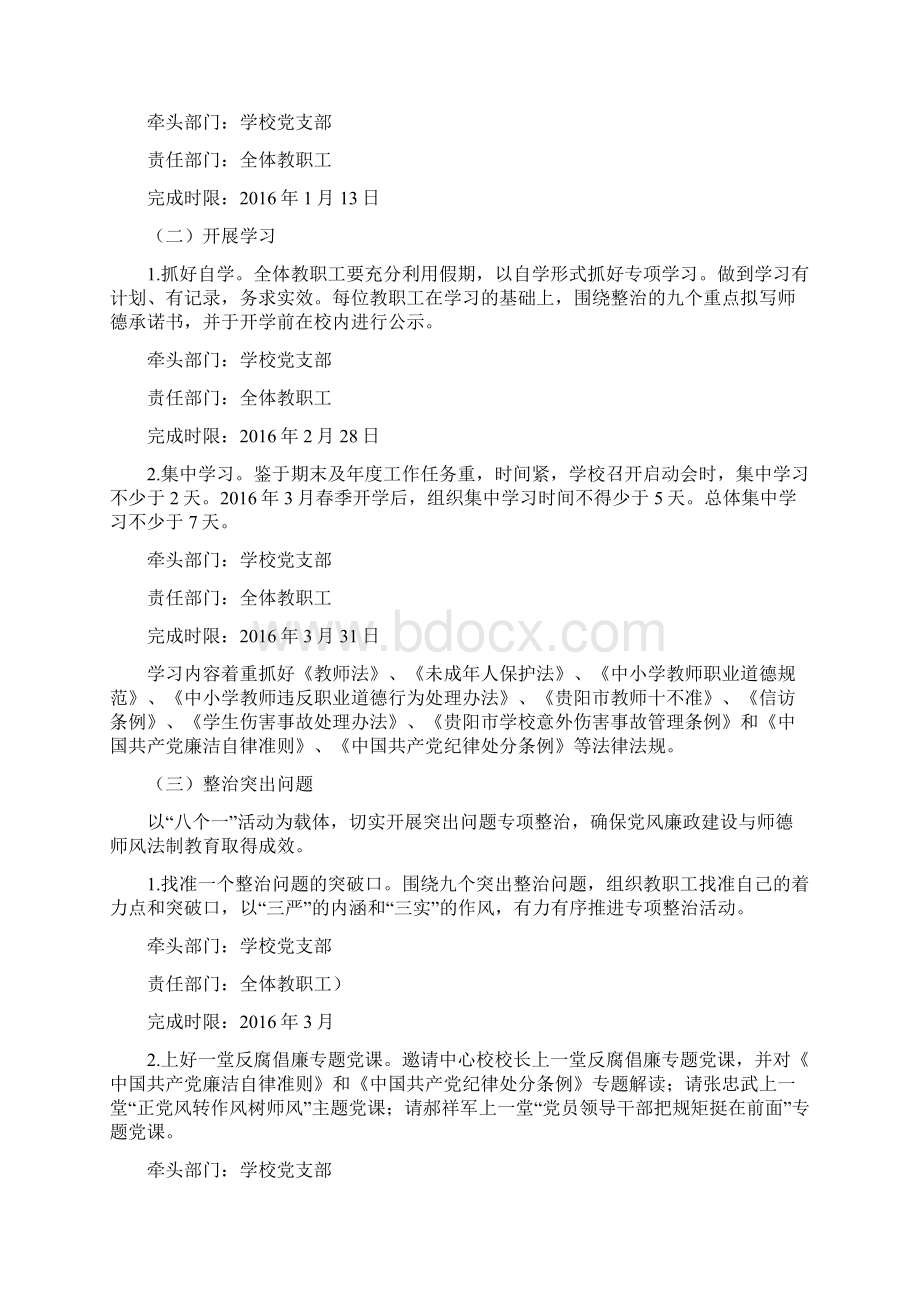 师德师风专项整治方案卫城小学文档格式.docx_第2页