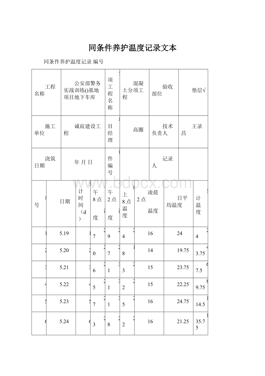 同条件养护温度记录文本.docx