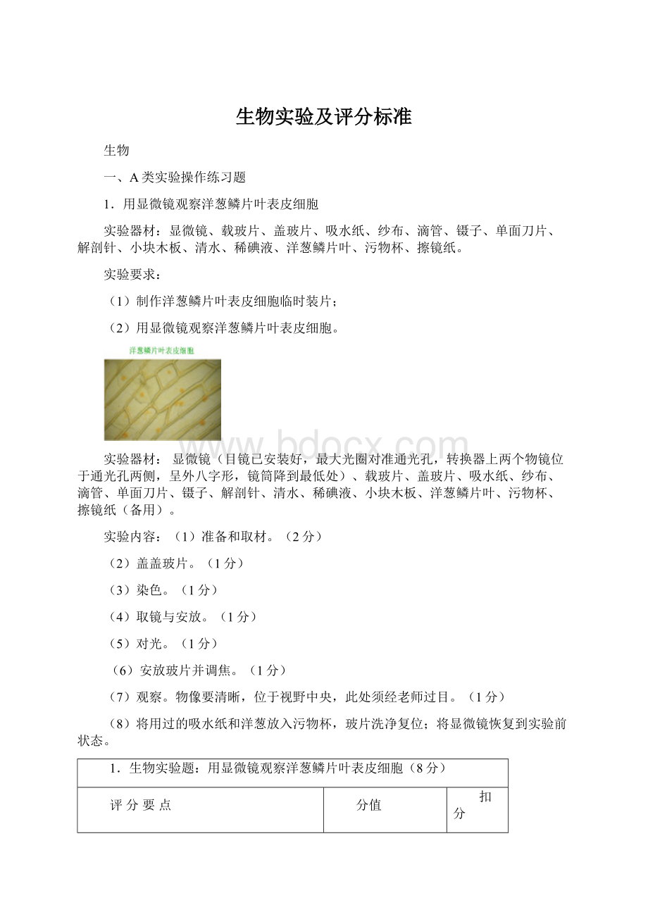 生物实验及评分标准Word文件下载.docx_第1页