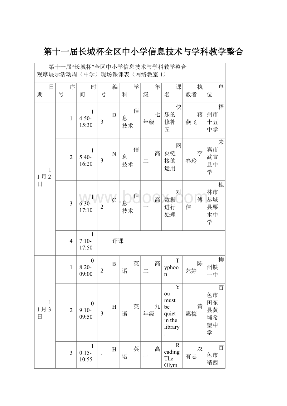 第十一届长城杯全区中小学信息技术与学科教学整合Word文档格式.docx_第1页