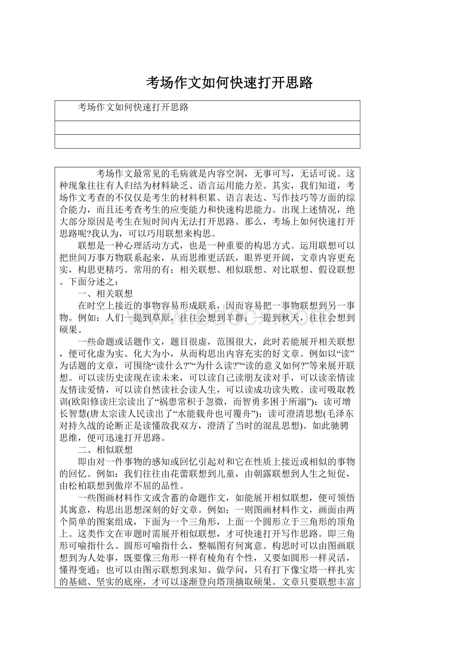 考场作文如何快速打开思路.docx_第1页