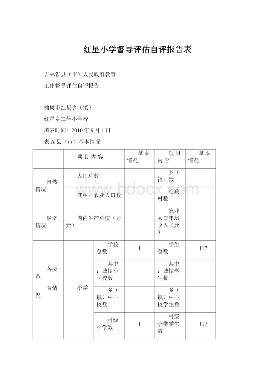 红星小学督导评估自评报告表.docx_第1页