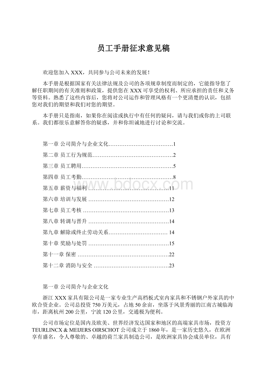 员工手册征求意见稿文档格式.docx