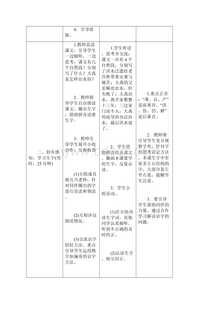 新人教版部编本二年级上册语文《15大禹治水》导学案.docx_第3页