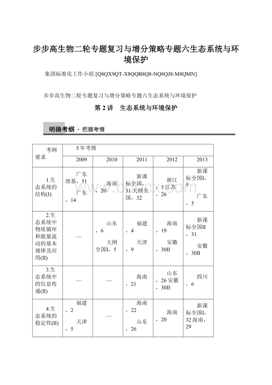 步步高生物二轮专题复习与增分策略专题六生态系统与环境保护Word文档格式.docx