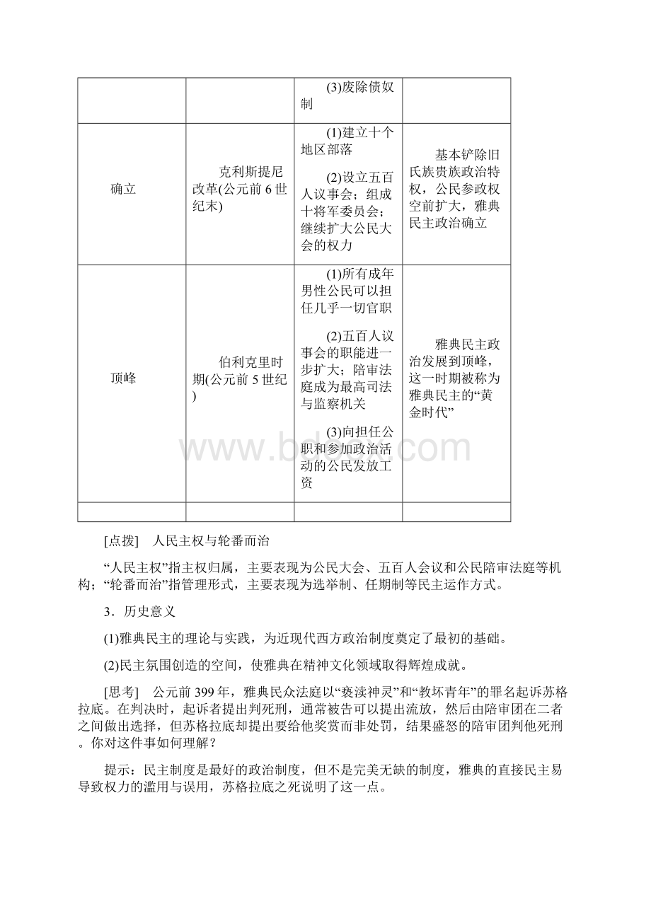 备考资料高考历史一轮复习人民版 古代希腊罗马的政治制度 教案doc.docx_第2页