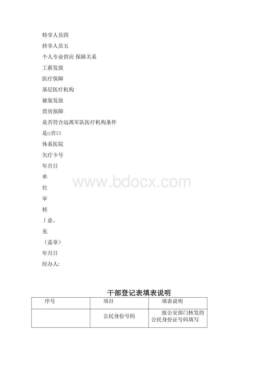 军人保障卡个人信息登记表干部Word格式.docx_第3页