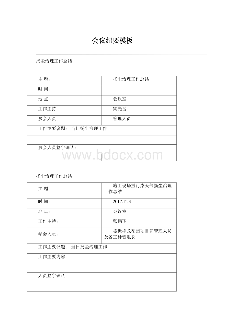 会议纪要模板Word文档格式.docx_第1页