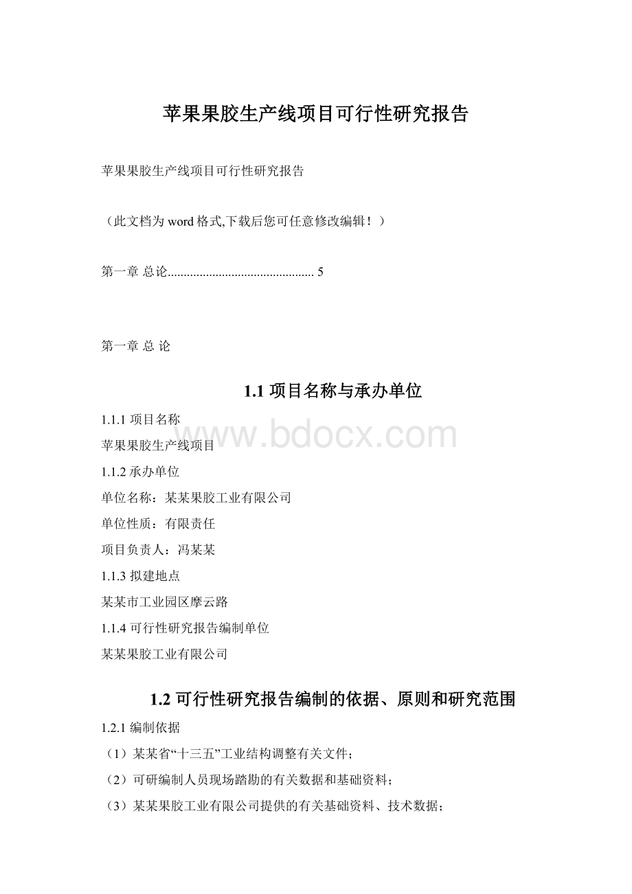 苹果果胶生产线项目可行性研究报告.docx