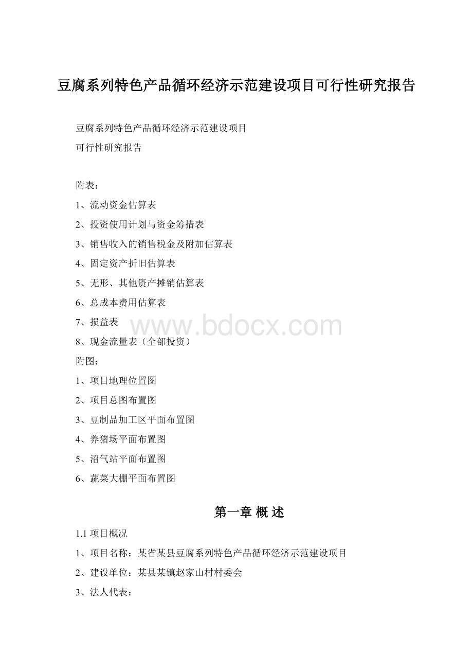 豆腐系列特色产品循环经济示范建设项目可行性研究报告Word文件下载.docx