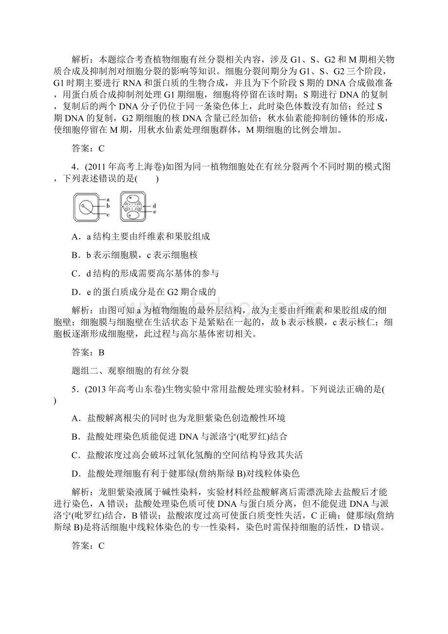 高三一轮复习必修一第六章细胞的增殖经典习题Word文档格式.docx_第2页