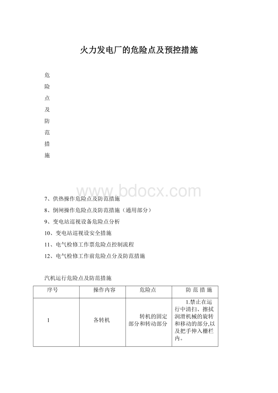 火力发电厂的危险点及预控措施.docx