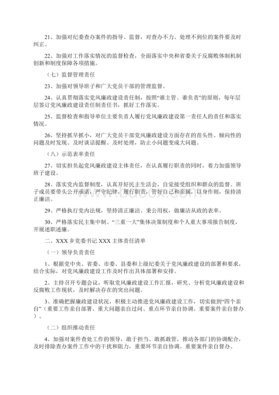 关于落实党风廉政建设党委主体责任和纪委监督责任清单.docx_第3页