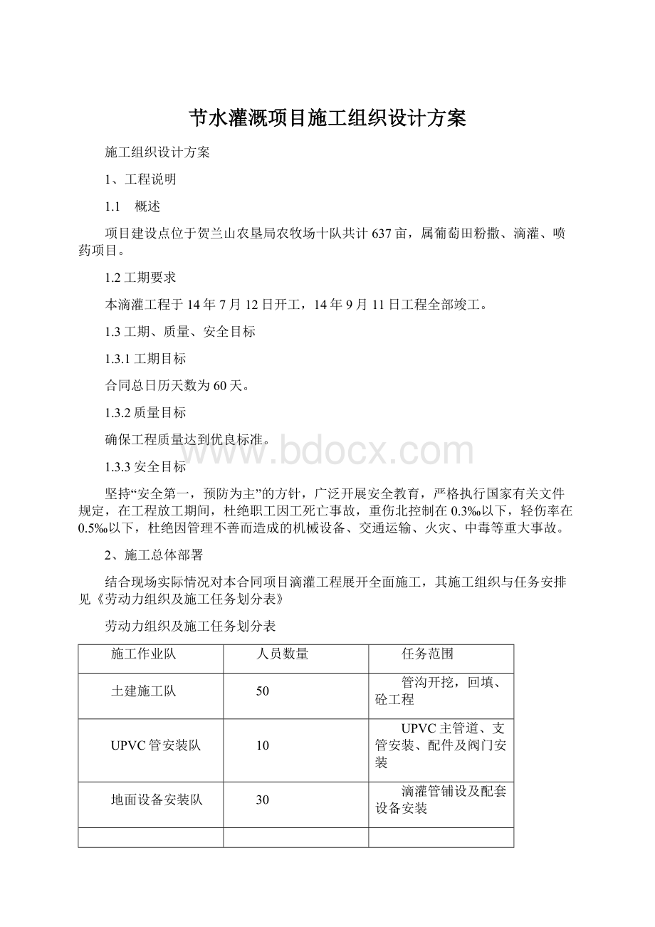 节水灌溉项目施工组织设计方案Word文档下载推荐.docx_第1页