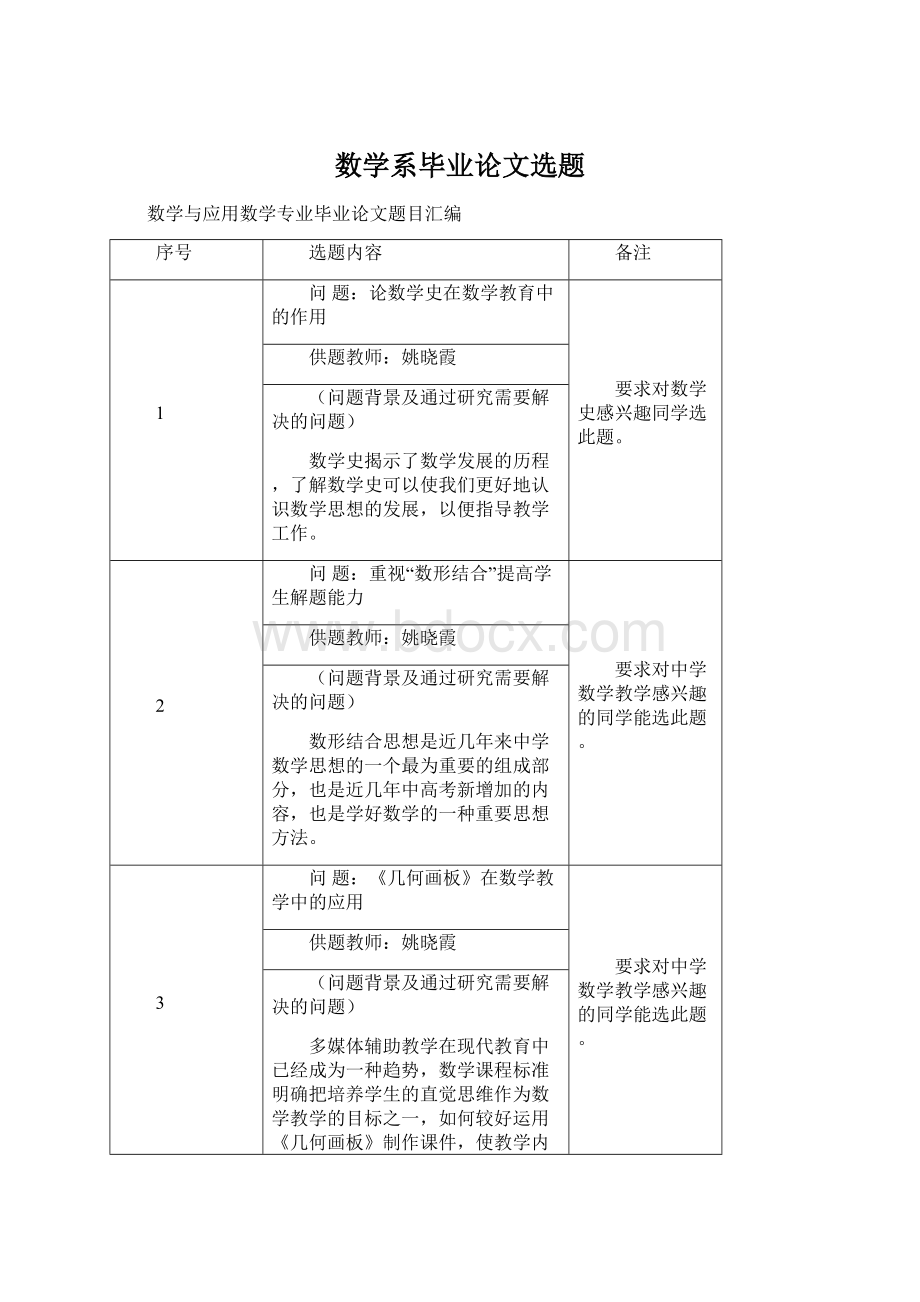 数学系毕业论文选题.docx_第1页