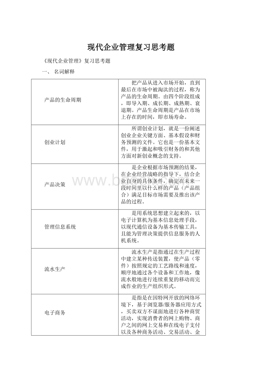 现代企业管理复习思考题.docx