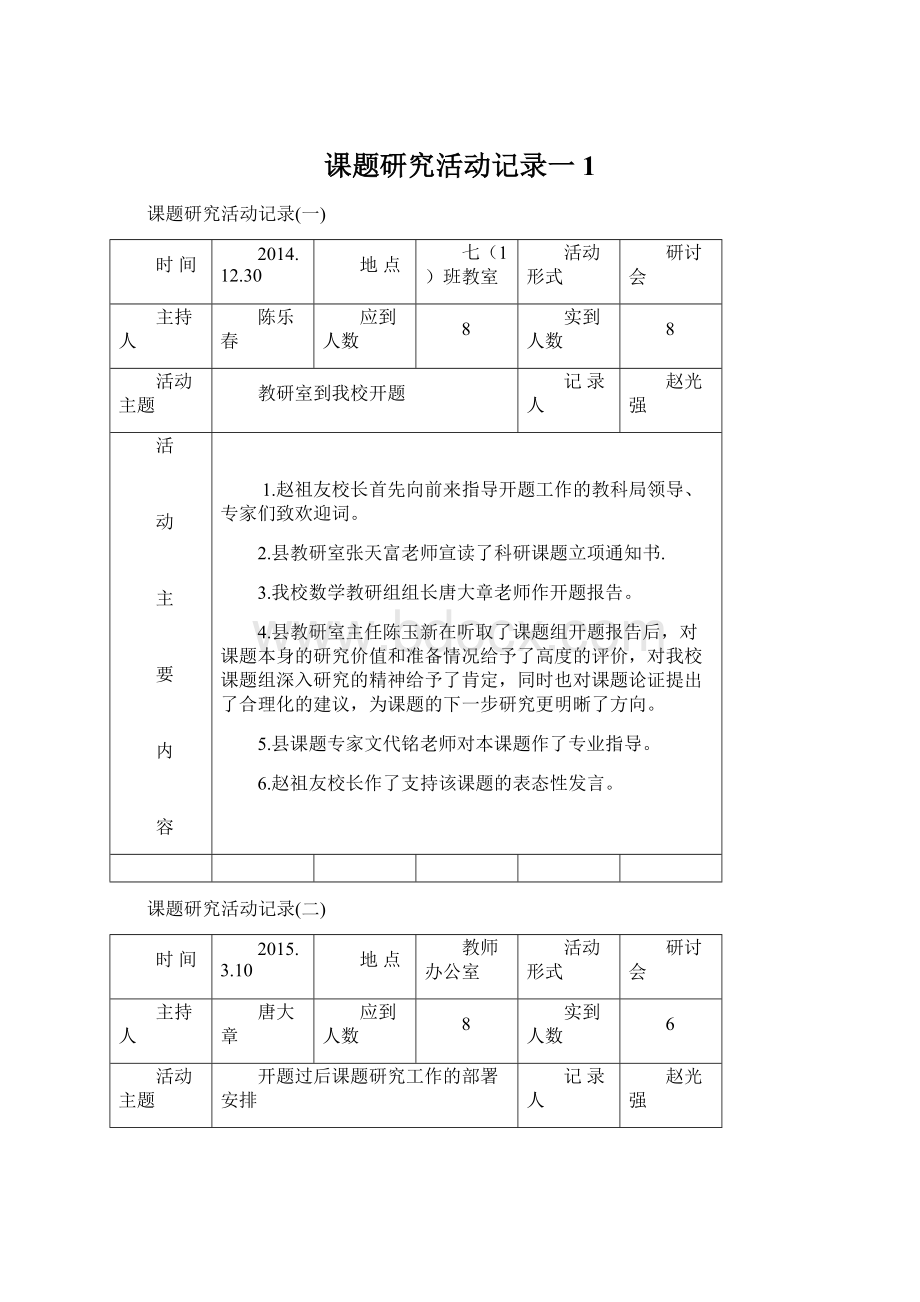 课题研究活动记录一 1文档格式.docx