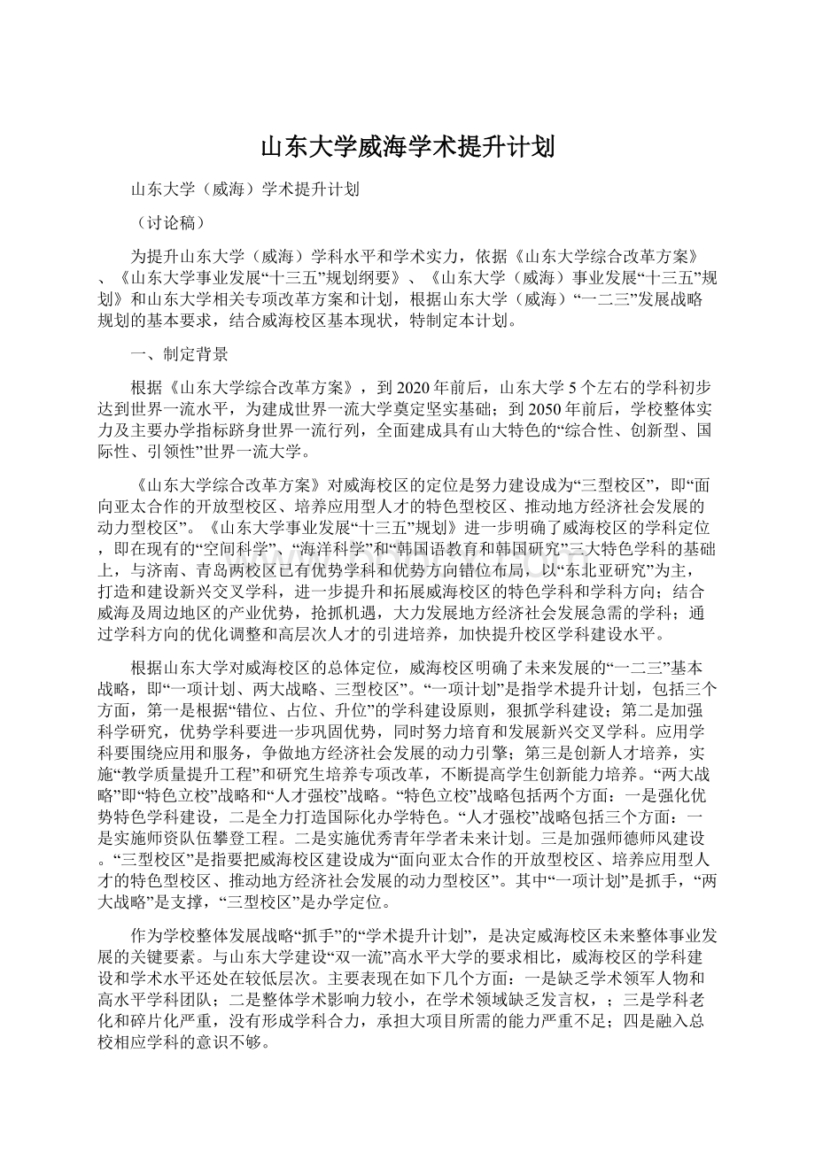 山东大学威海学术提升计划.docx