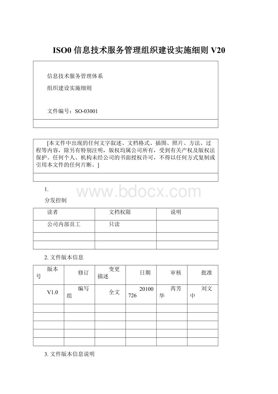 ISO0 信息技术服务管理组织建设实施细则V20Word文档格式.docx