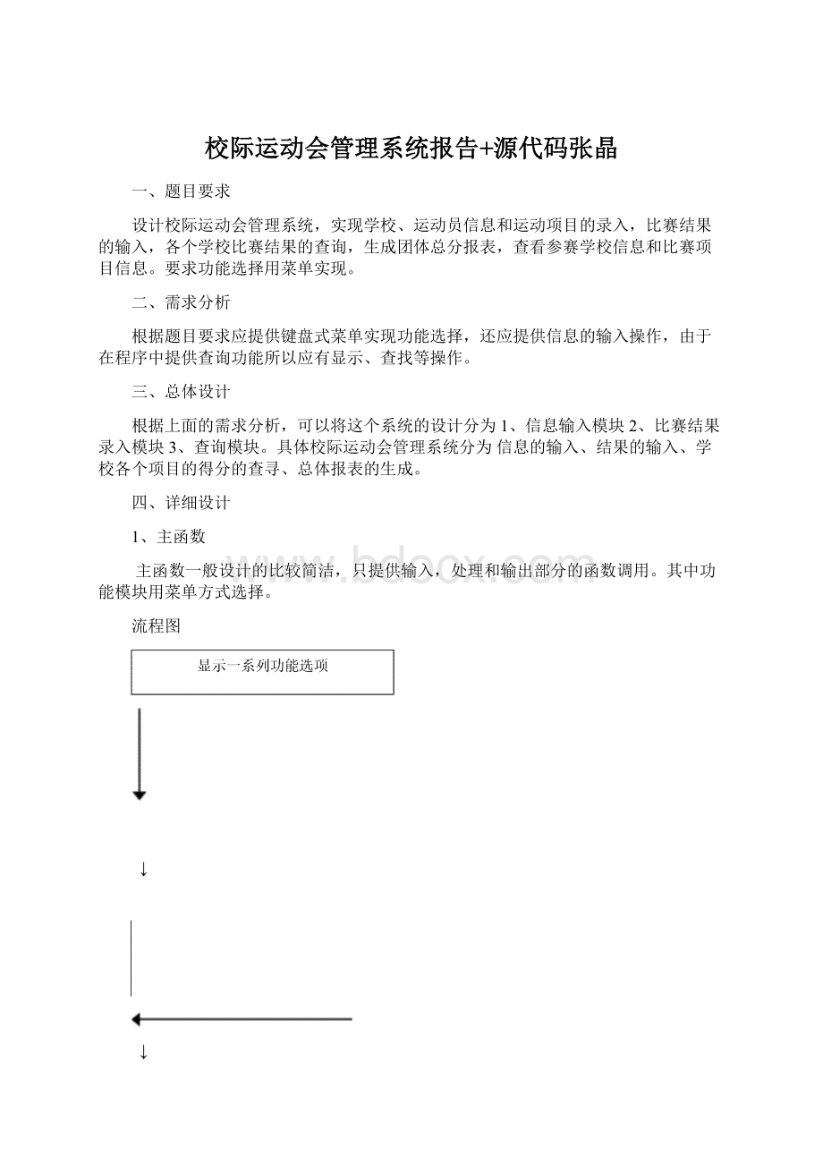 校际运动会管理系统报告+源代码张晶.docx