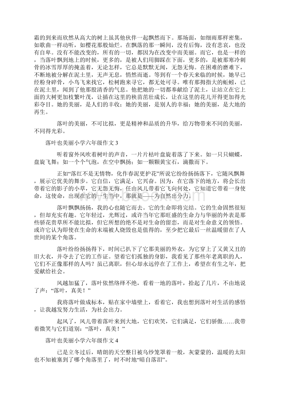 落叶也美丽小学六年级作文文档格式.docx_第2页