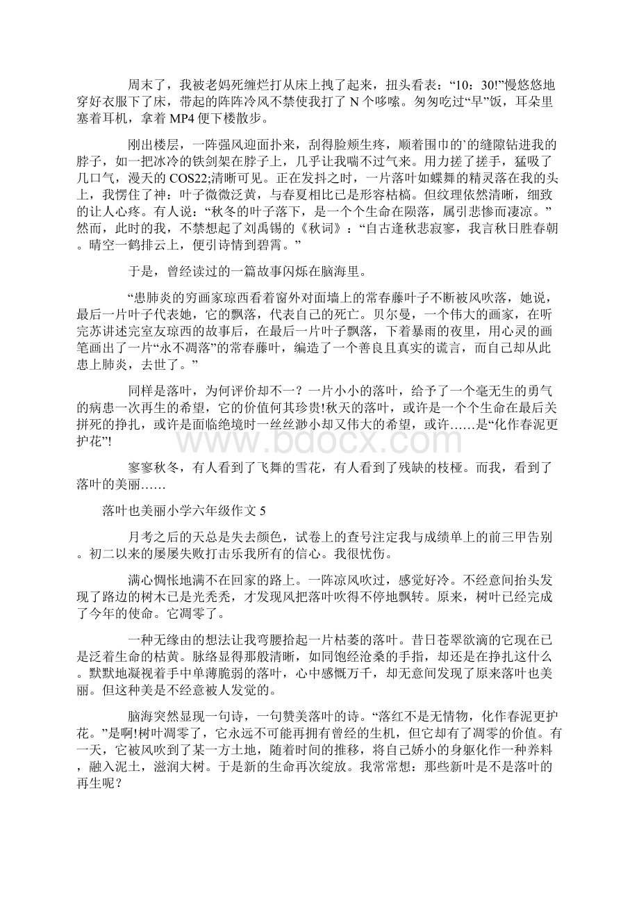 落叶也美丽小学六年级作文文档格式.docx_第3页