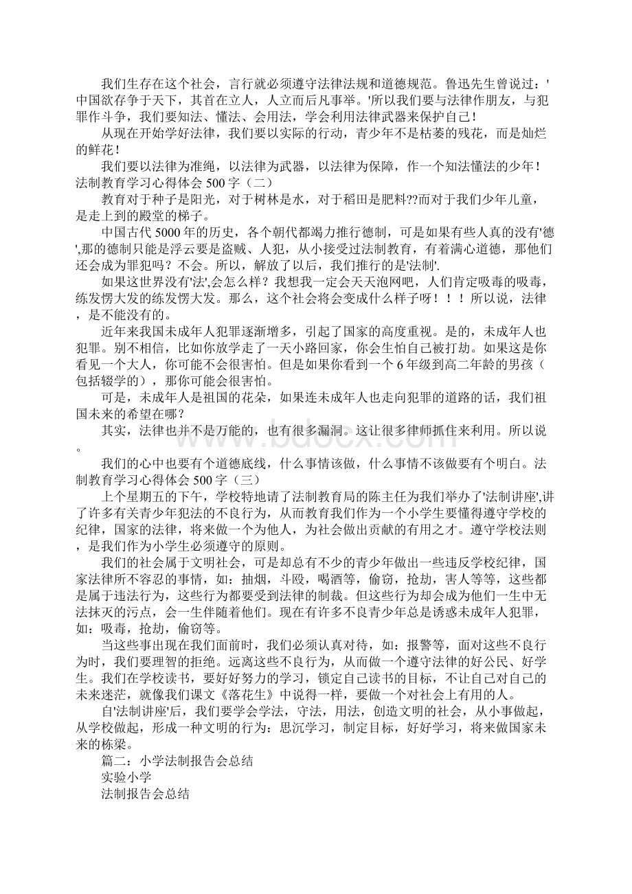 小学生法制教育报告会心得体会Word文件下载.docx_第2页