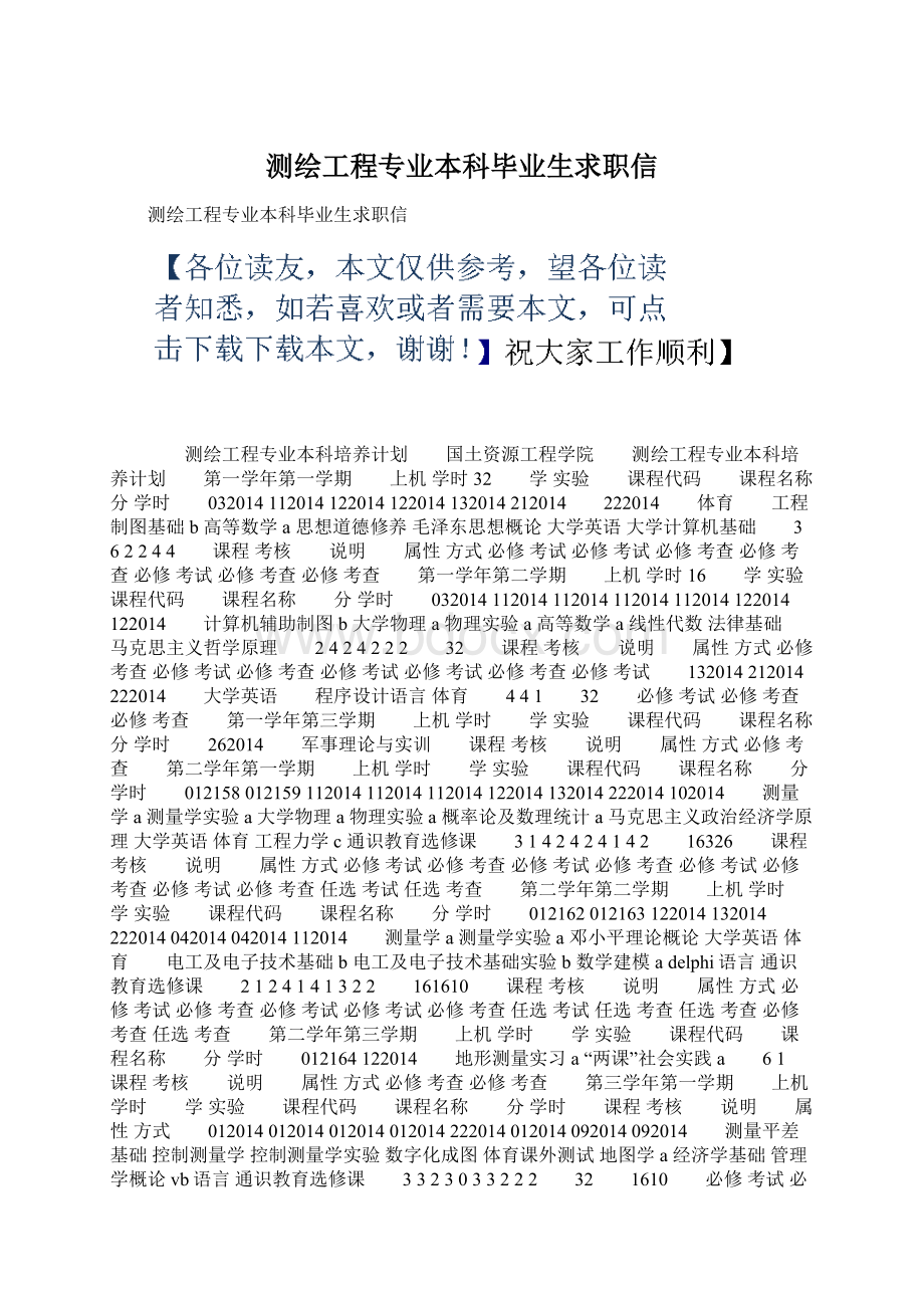 测绘工程专业本科毕业生求职信.docx