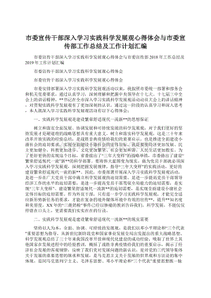 市委宣传干部深入学习实践科学发展观心得体会与市委宣传部工作总结及工作计划汇编.docx