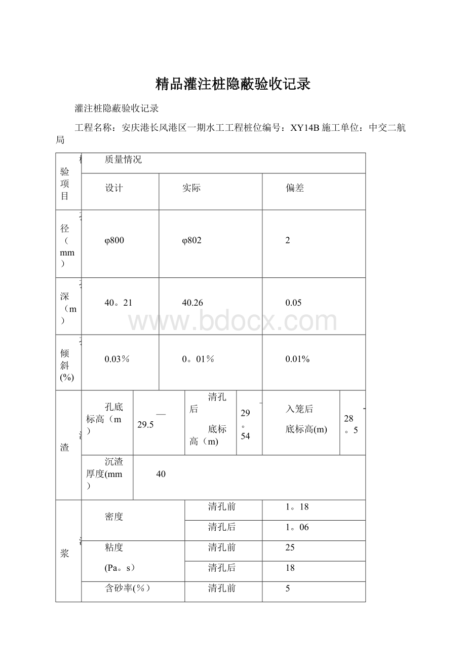 精品灌注桩隐蔽验收记录.docx