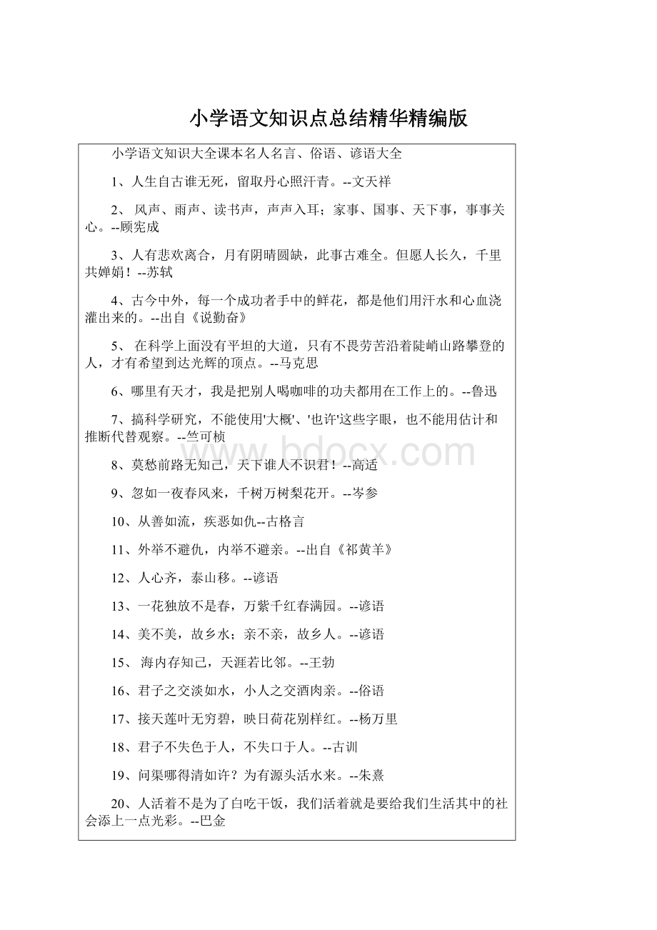 小学语文知识点总结精华精编版Word文档下载推荐.docx