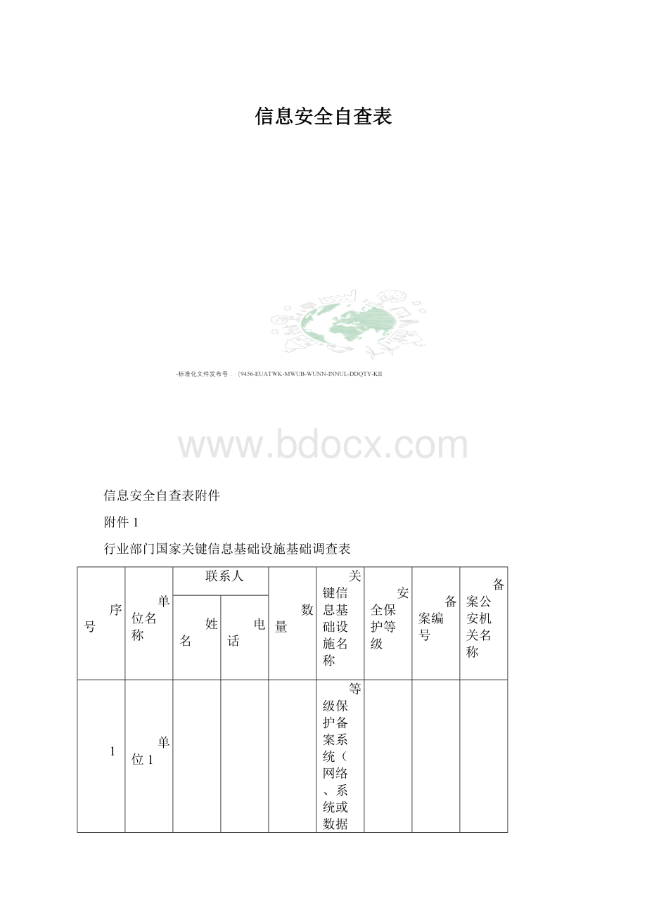 信息安全自查表Word文件下载.docx