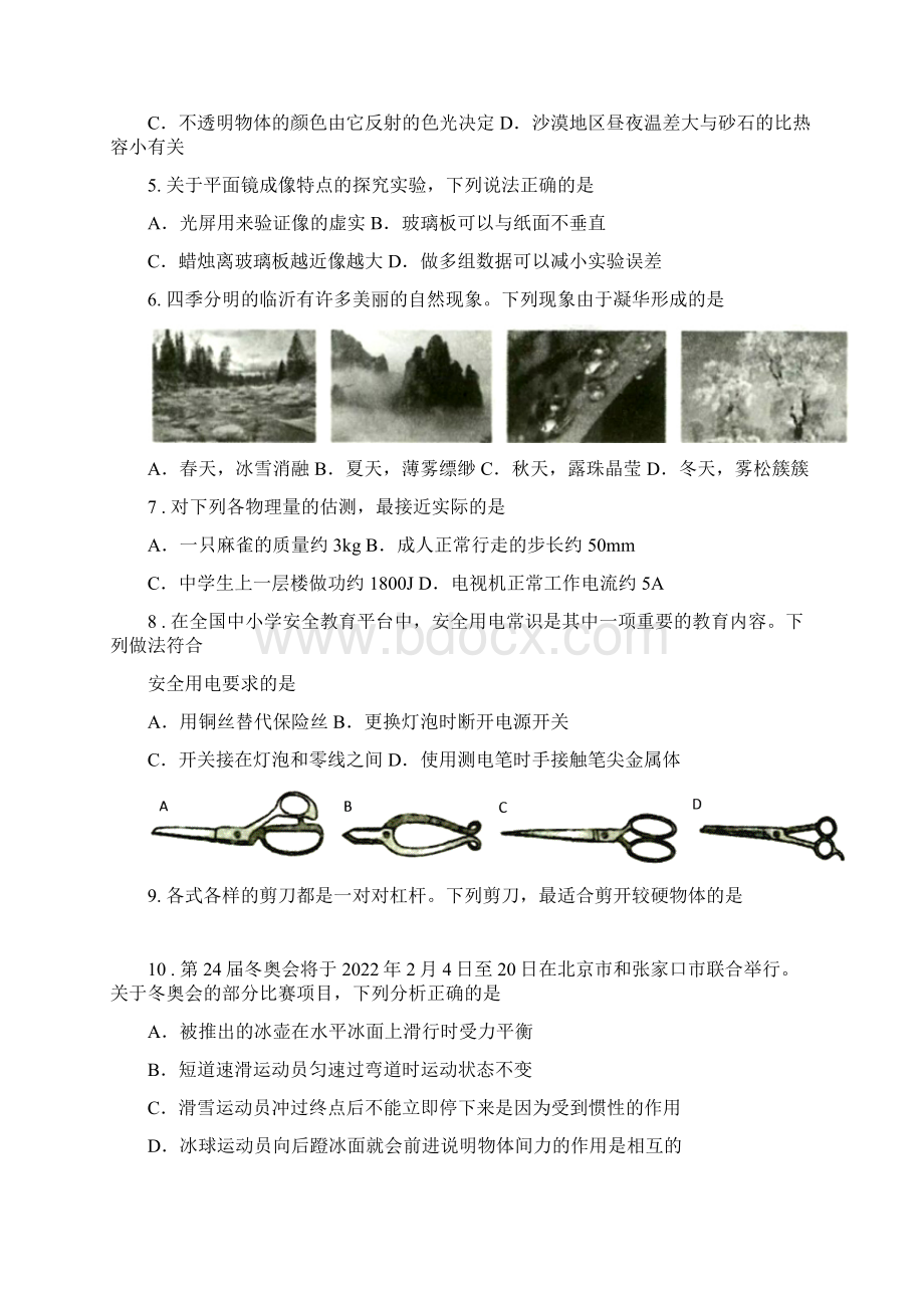 山东省临沂市中考物理试题含答案.docx_第2页
