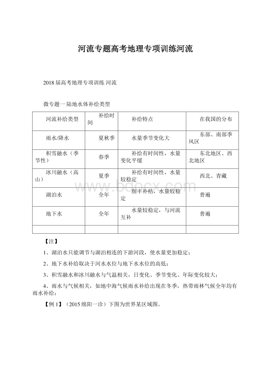 河流专题高考地理专项训练河流.docx_第1页