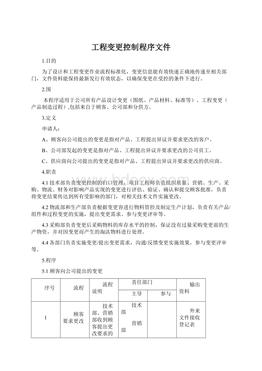 工程变更控制程序文件Word文档下载推荐.docx